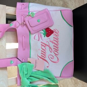 Juicy Couture Exclusive "Retro Strawberry Tote" Powder Blush NWT